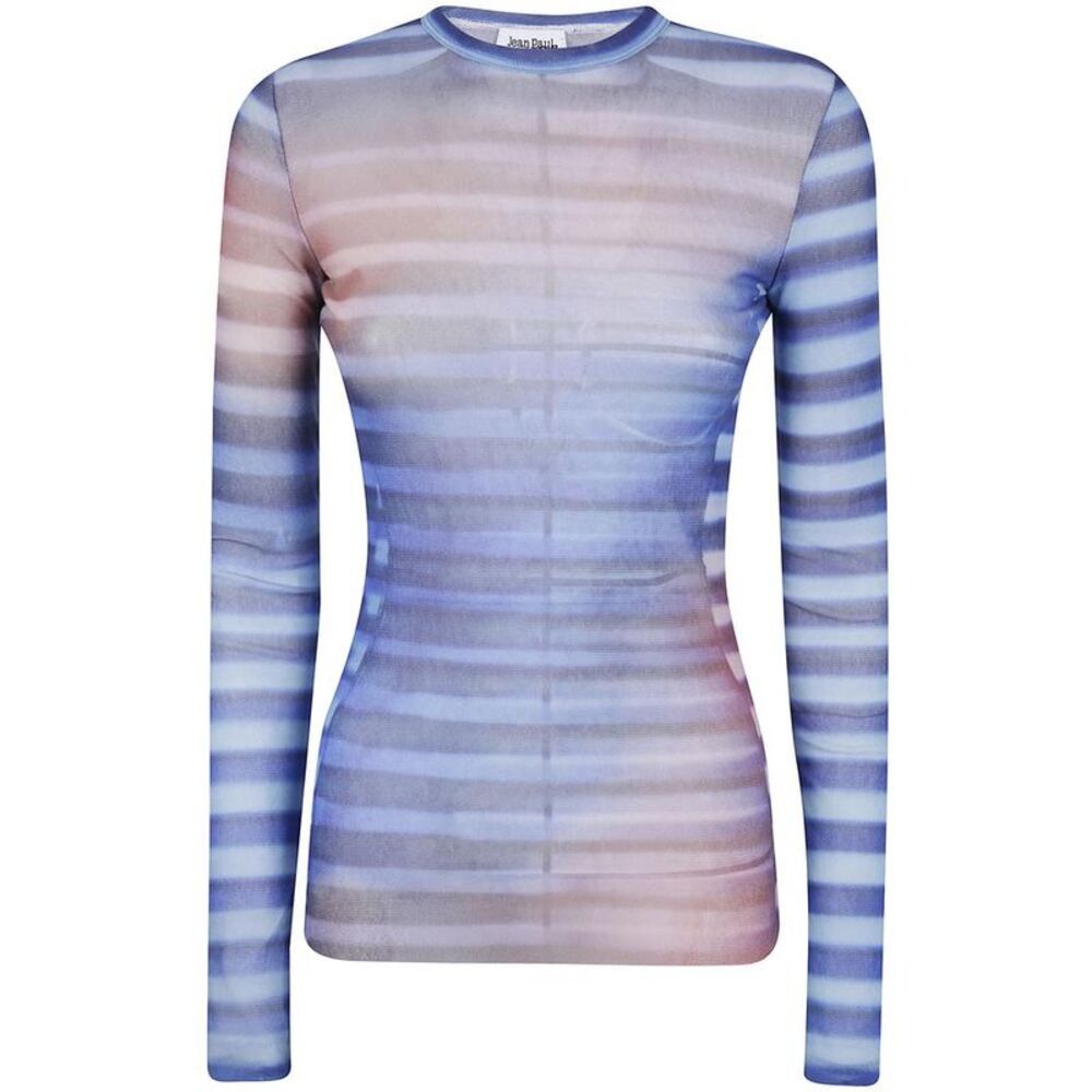 JEAN PAUL GAULTIER Mesh Striped Long Sleeve Top Women MULTICOLOUR T-Shirts & - Picture 1 of 4